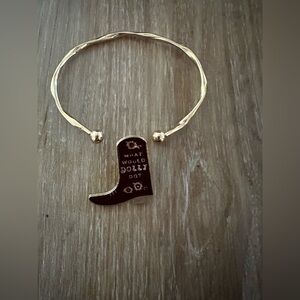 What Would Dolly Do Pin/Brooch Cowboy Boot with Cuff/Bangle Bracelet